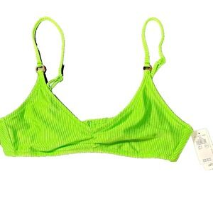 Aerie‎ Real Good Ribbed Bikini Top Neon Lime Green Small 0753-5425-873 NWT